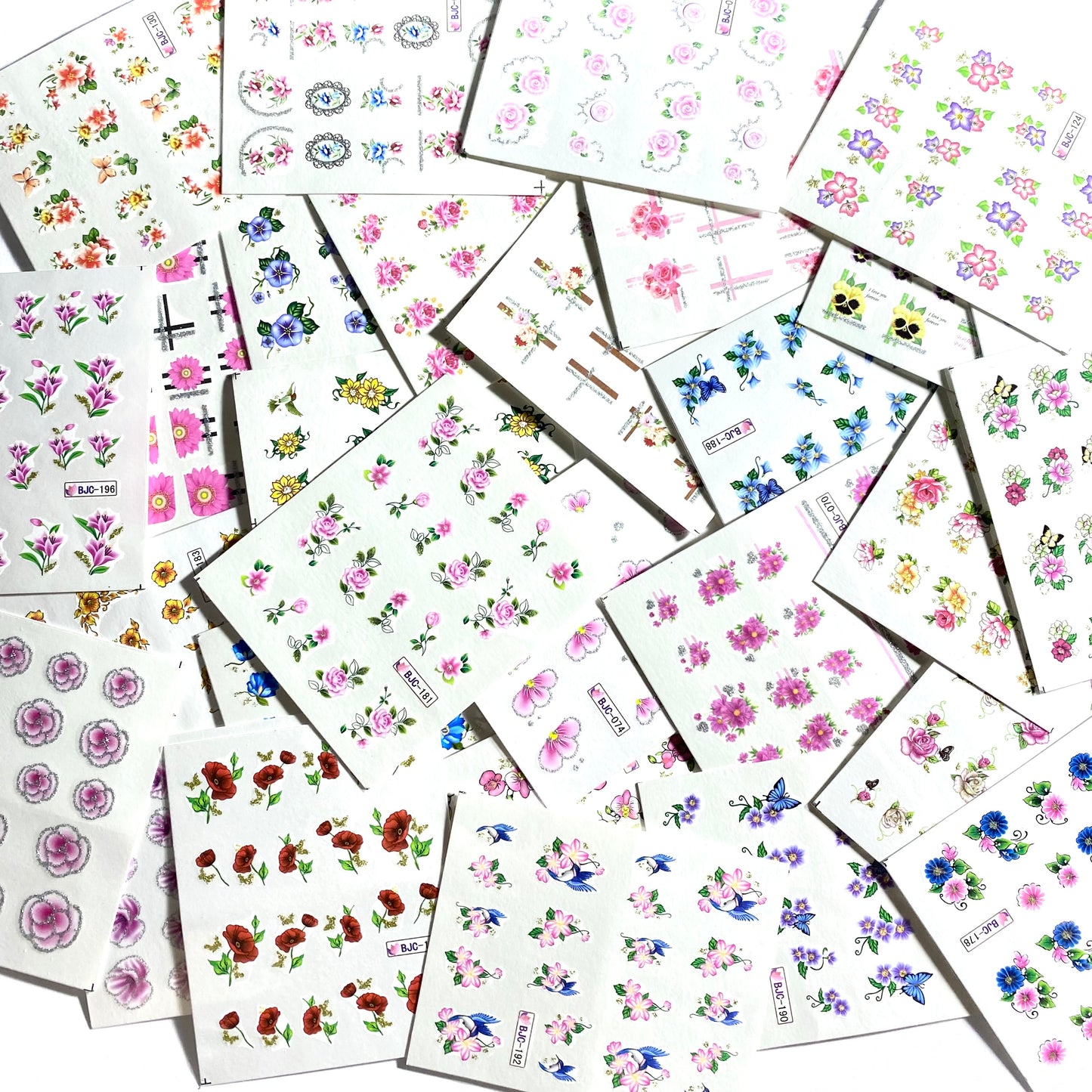 55 sheets of nail decals: flowers 2