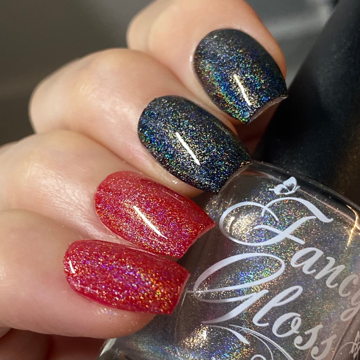 Holographic top coat