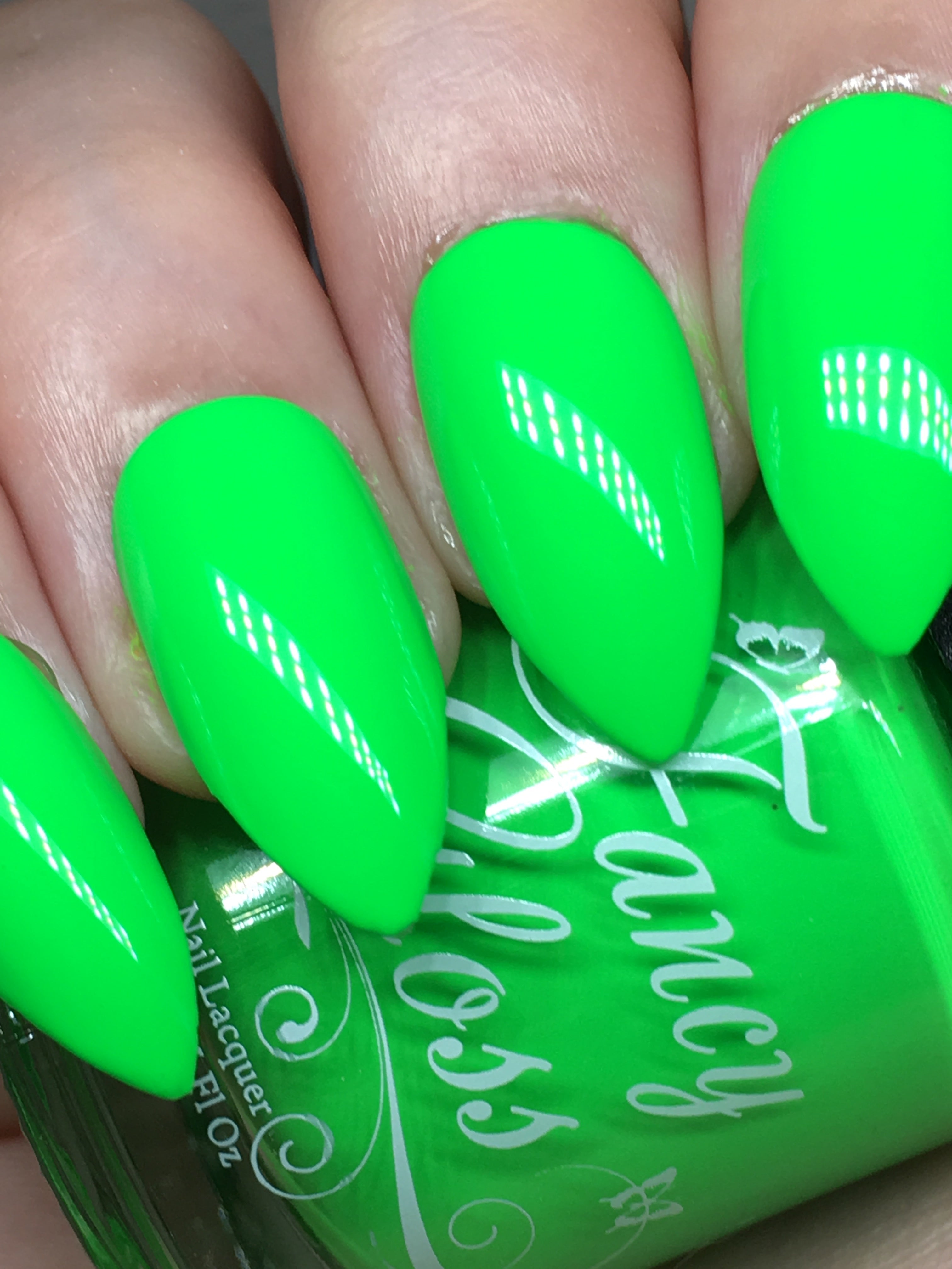 Don't Go There - neon green shimmer nail polish - Anchor & Heart Lacquer